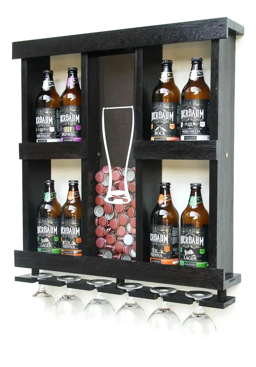 Adega Delenha Madeira Para 8 Garrafas De Cerveja Nogueira