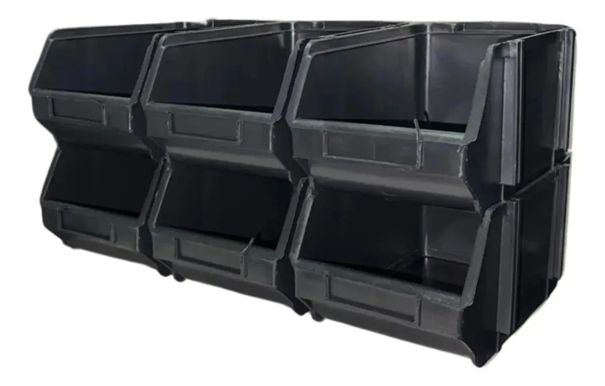 Kit 6 Caixa Gaveteiro Bin N°5 Divisoria Ferramentas Estante Preto