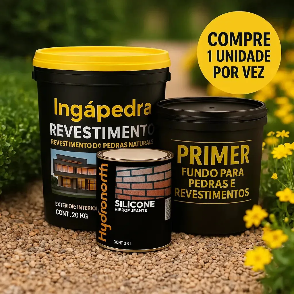Kit Pedras Naturais Para Revestimento Decorativo Com Primer Ouro Preto 2.54 Cm