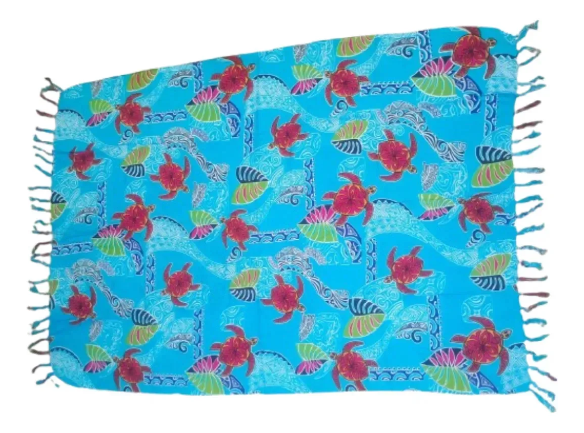 Canga De Praia Viscose Tartaruga Ocean Grande Azul Celeste Unico Animais