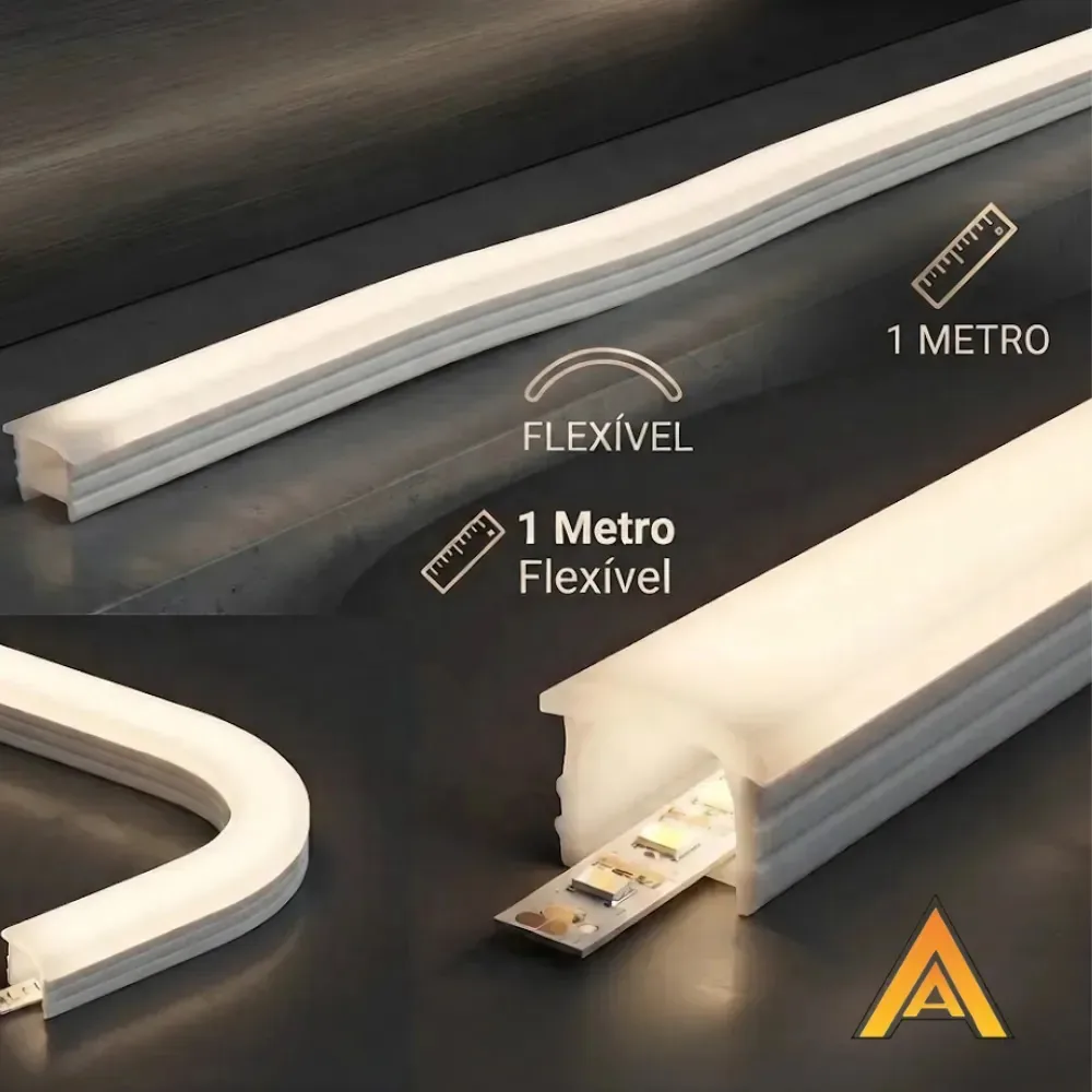 Perfil 1M Embutir 15x10 Flexível Silicone Para Fita Led Branco Impermeável Externo Interno Iluminação Residencial