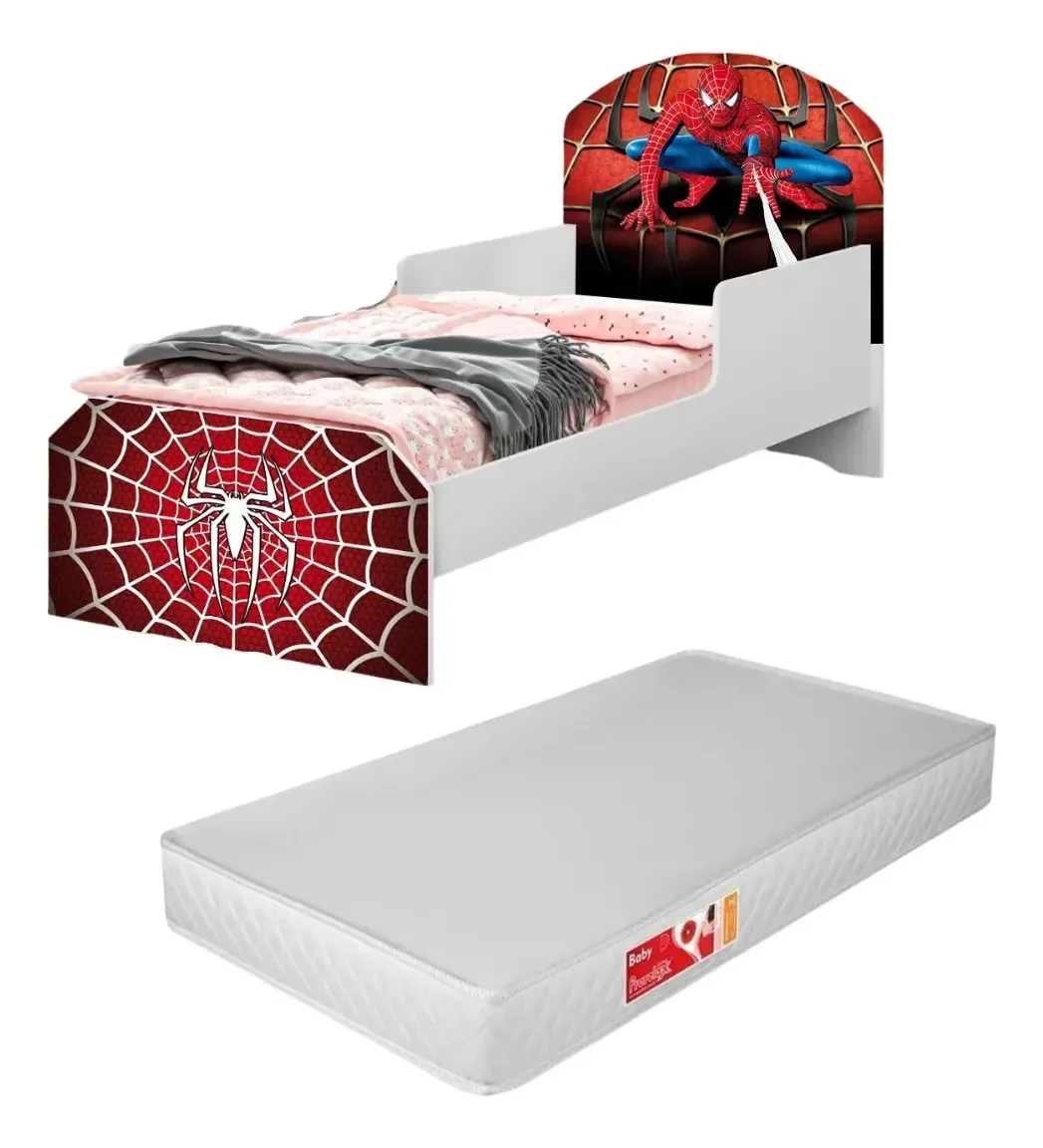 Mini Cama Infantil Com Colchão Para Meninos Homem Aranha Spider