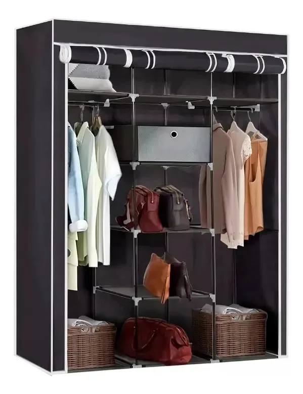 Guarda Roupa Organizador Dobrável Desmontavel Casal Grande Cor Preto