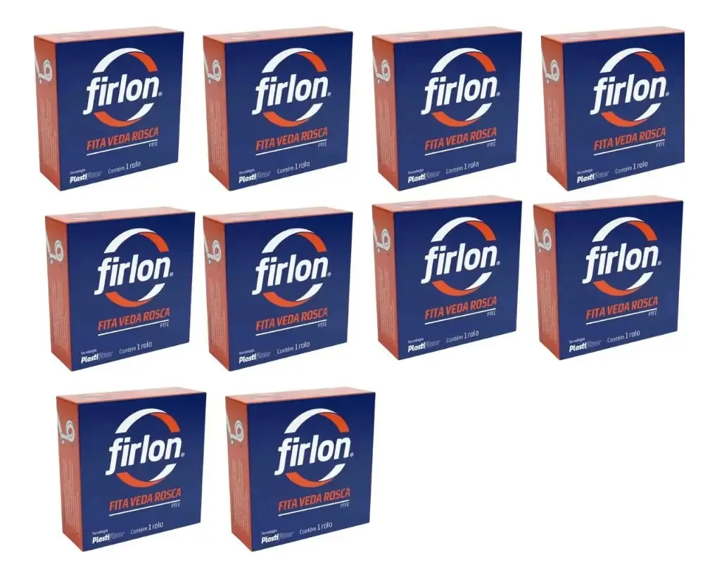 Kit 10 Fita Veda Rosca 12mm X 25 Metros Firlon Branco