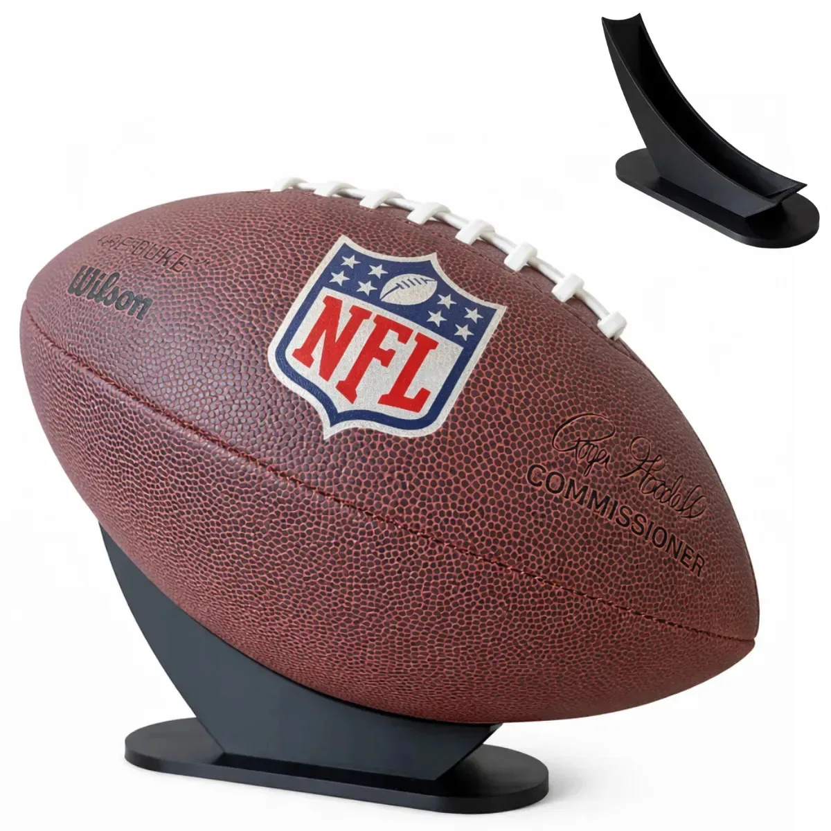 Suporte Mesa Bola Futebol Americano 16x11 Base Importados Expositor Decoração Colecionador Organizador Display Estante Prateleira Preto