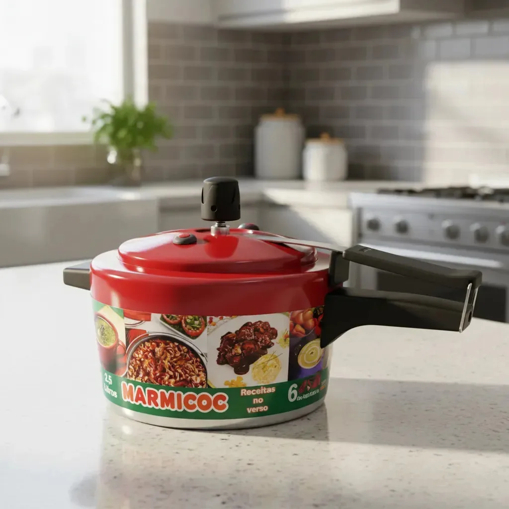 Panela De Pressão 2,5 Litros Melhor Cozimento Cor Esmaltada Vermelho