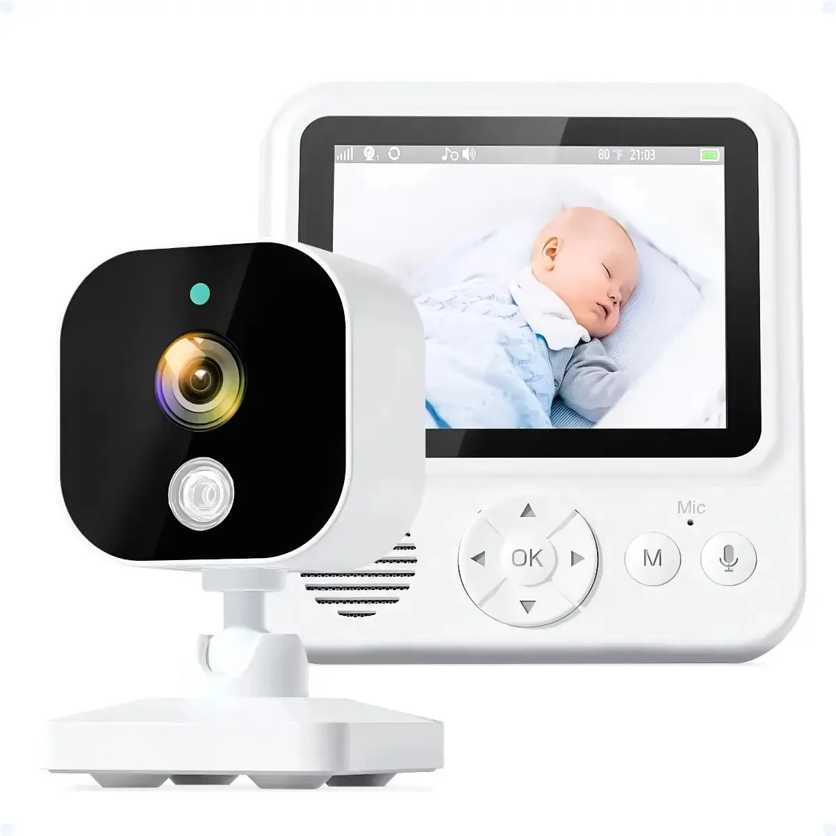 Babá Eletrônica Câmera Luz Noturna Sensor Temperatura Wifi Branco