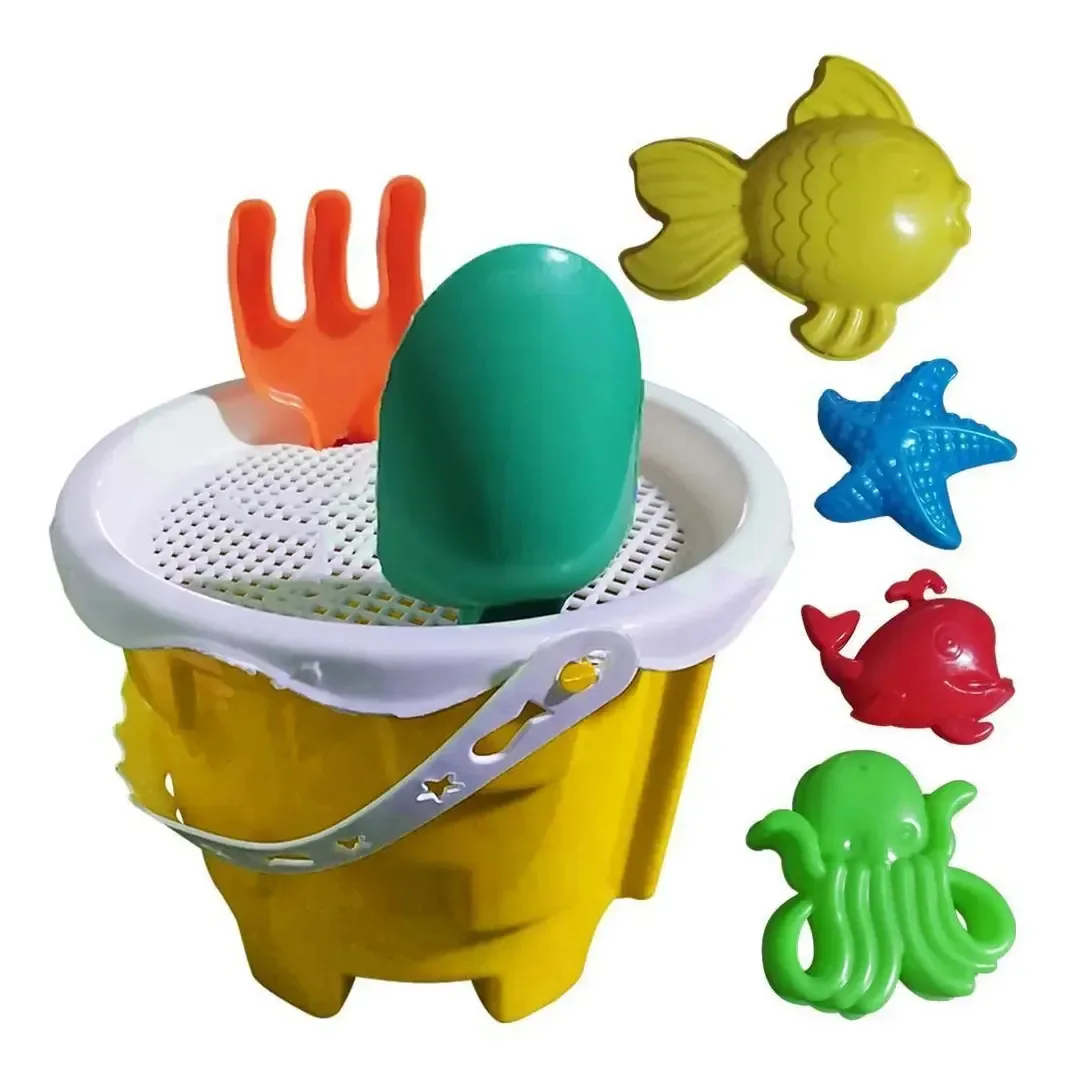 Kit 5 Balde Baldinho De Praia Infantil Com Acessórios