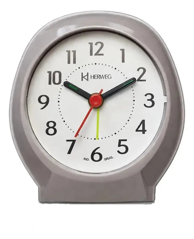Relógio De Mesa Herweg Modelo 2634 Elegante E Funcional Cinza