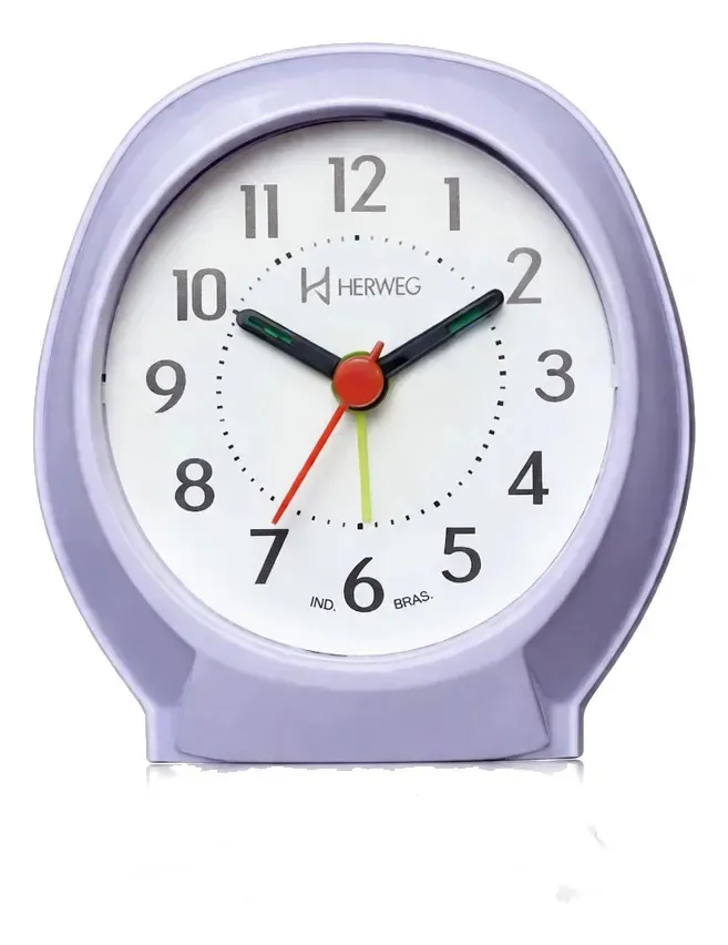 Relógio De Mesa Herweg Modelo 2634 Elegante E Funcional Branco Anil