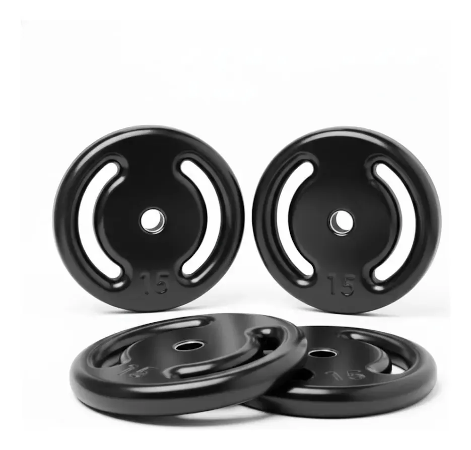 Kit 3 Anilhas 15kg Emborrachadas Peso Academia Musculação Profissional Treino Intensivo Fitness Gym Alta Durabilidade