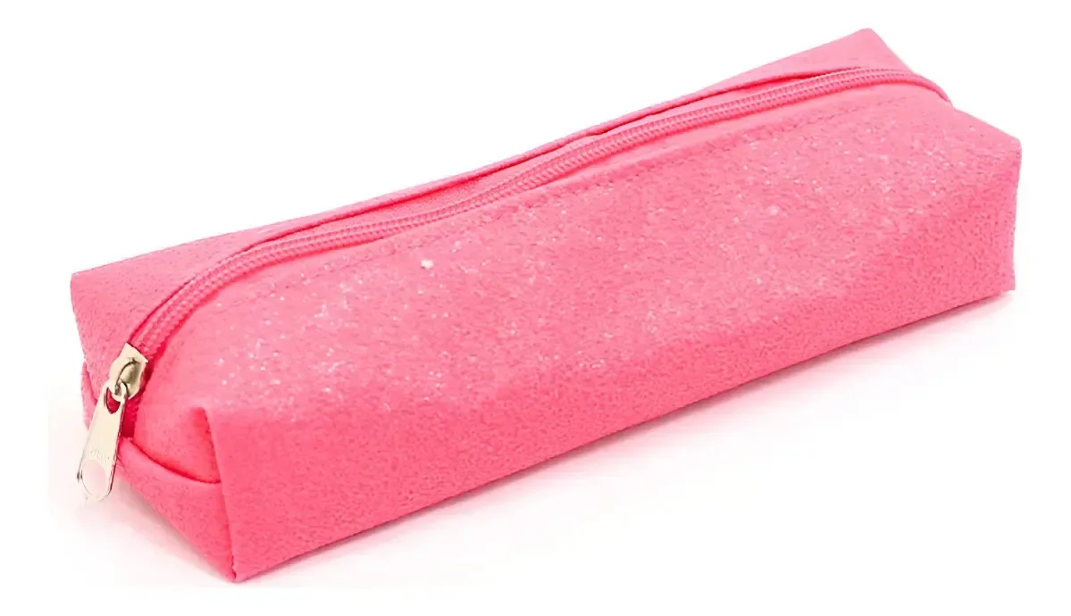 Estojo Escolar Glitter E Holográfico 1 Zíper Maxcril Escolar Cor Pink