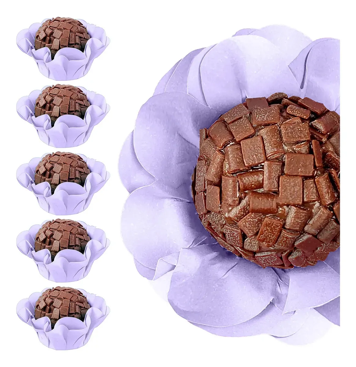Kit 40 Forminha Flor Candy Color Brigadeiro Doces Finos Luxo Lavanda