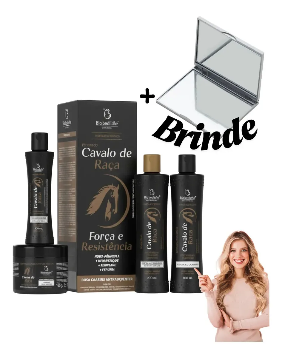 Kit Capilar Cavalo Raça Brilho Força E Proteção +