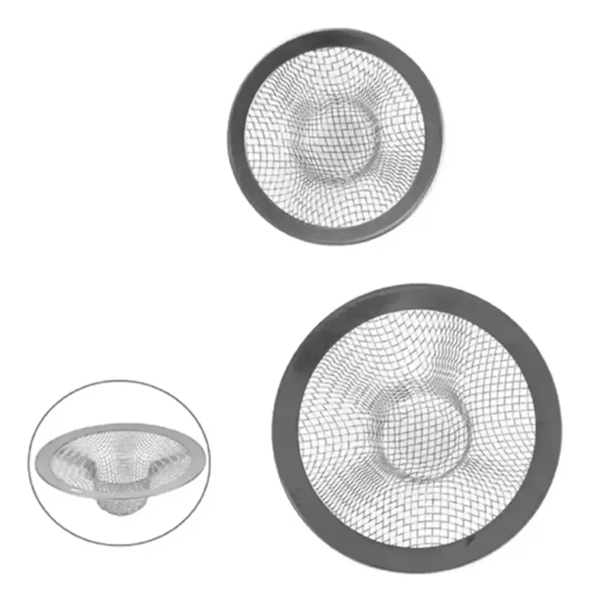 Kit 2 Ralos De Pia Cozinha Tanque Banheiro Filtra Sujeira Prata