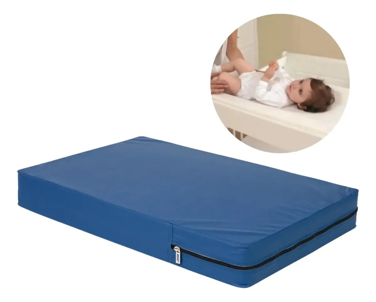 Trocador De Fralda Cômoda Impermeável Colchonete Para Bebê Cor Azul-marinho Liso