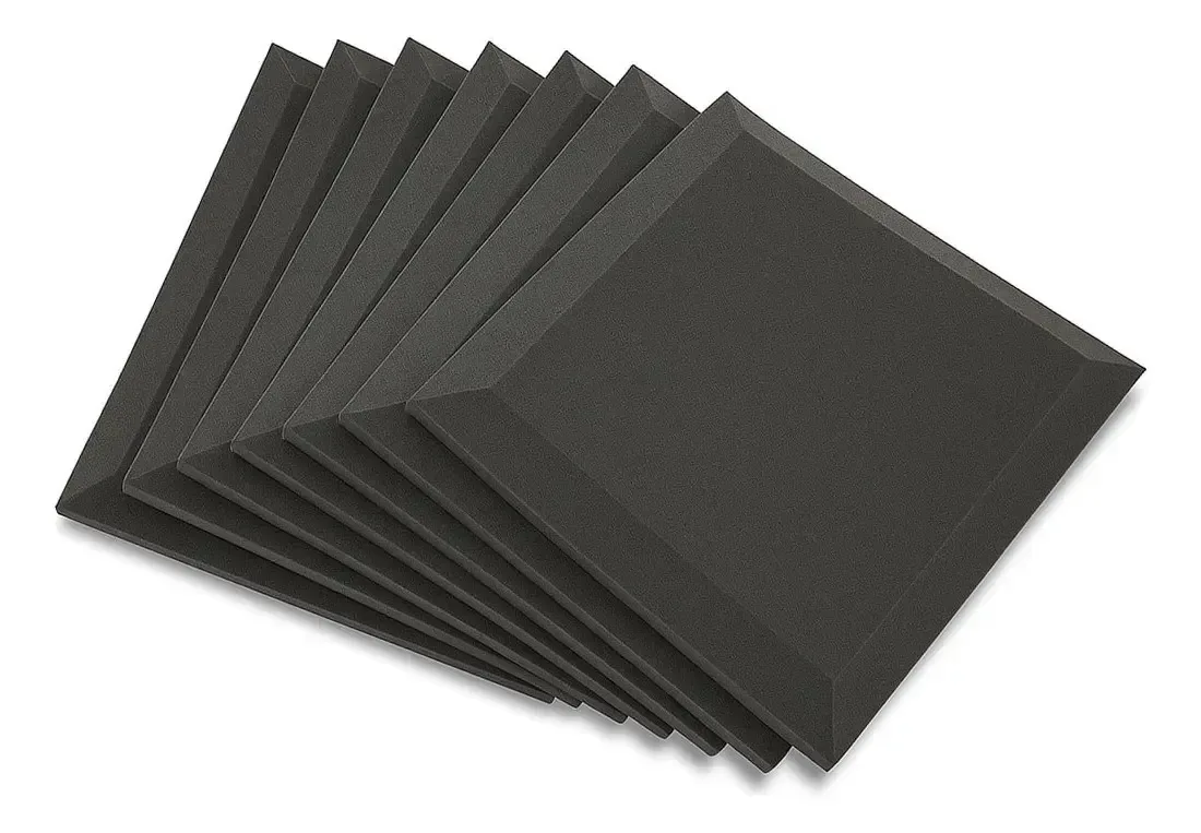 Kit 100 Placas Acústicas Lisas 30x30cm Espessuras De 2 E 3cm Grafite 3cm De Espessura