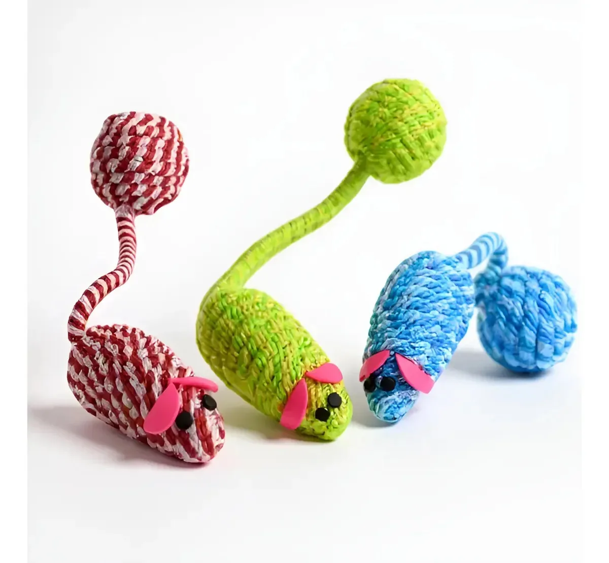 3un Brinquedos Para Gatos Ratinho De Poliéster Arranhador Colorido