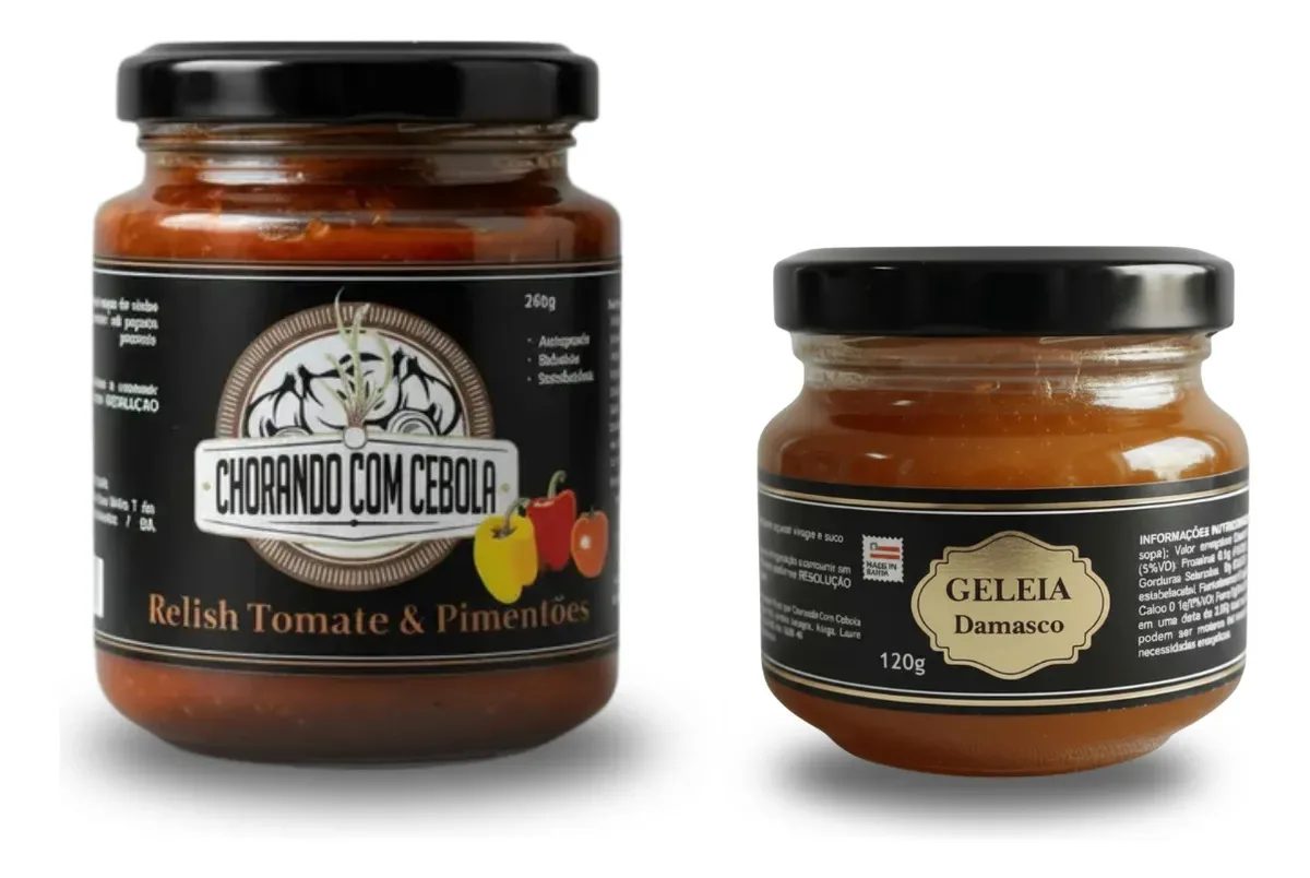 Kit 2 Geleia De Damasco E Relish Gourmet Tomate Pimentões