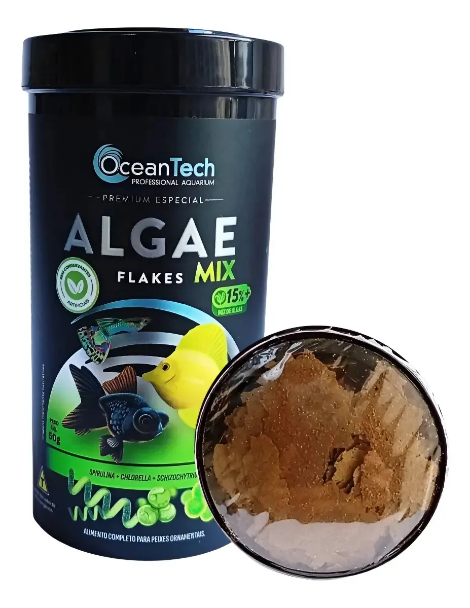Alimento P/ Peixes Algae Flakes Mix 50g Oceantech Suplemento