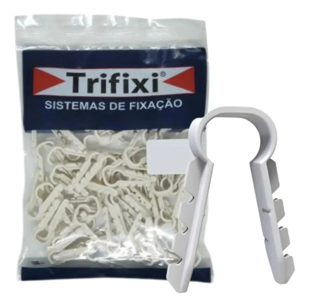 Fixa Cabo Com Bucha Trifix 4,6,8mm Pct 15 Fio Coaxial Branco 6mm