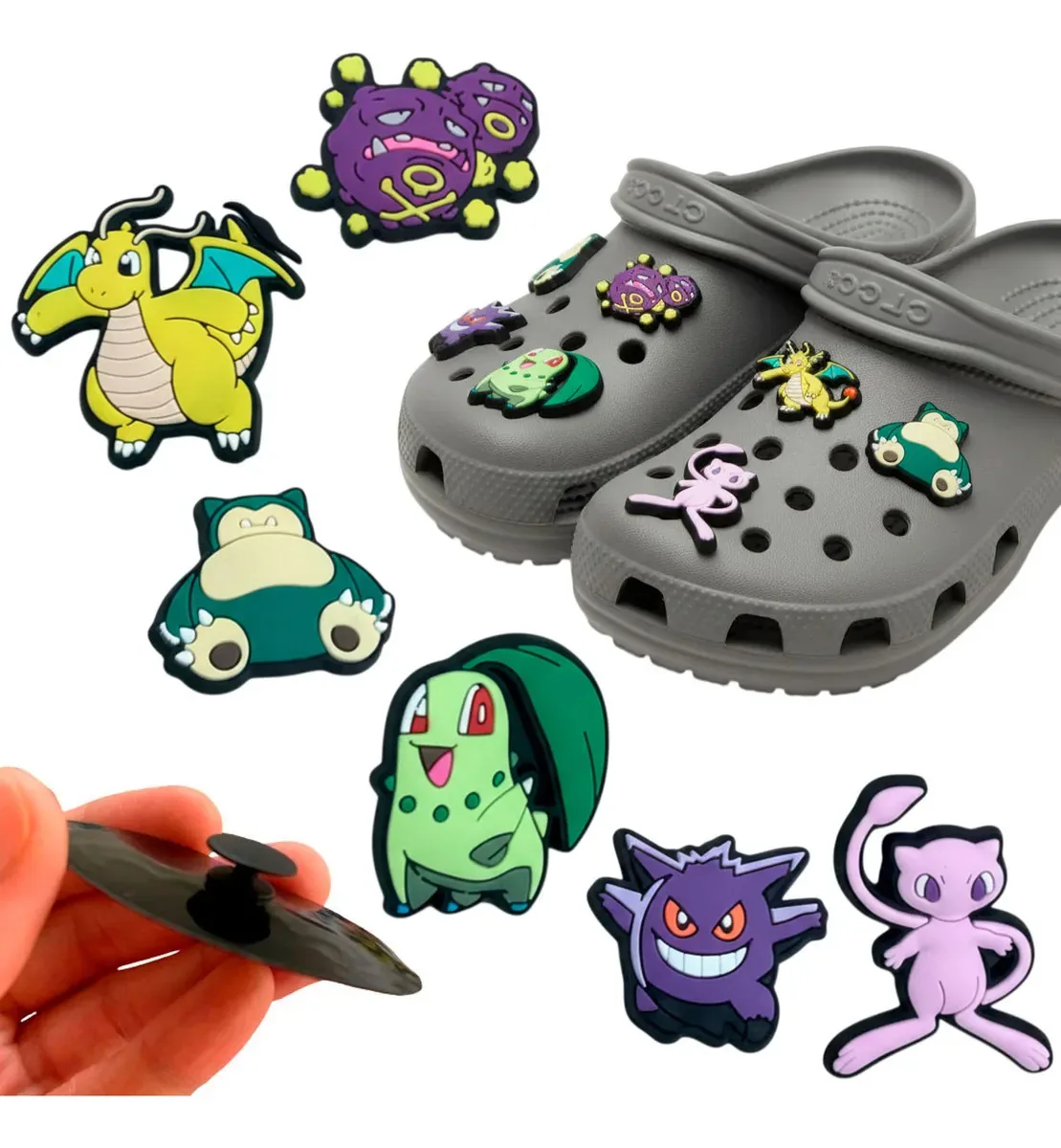 Kit 6 Pins Bottons Emborrachados Para Crocs - O Tema Cor Pokemon 2