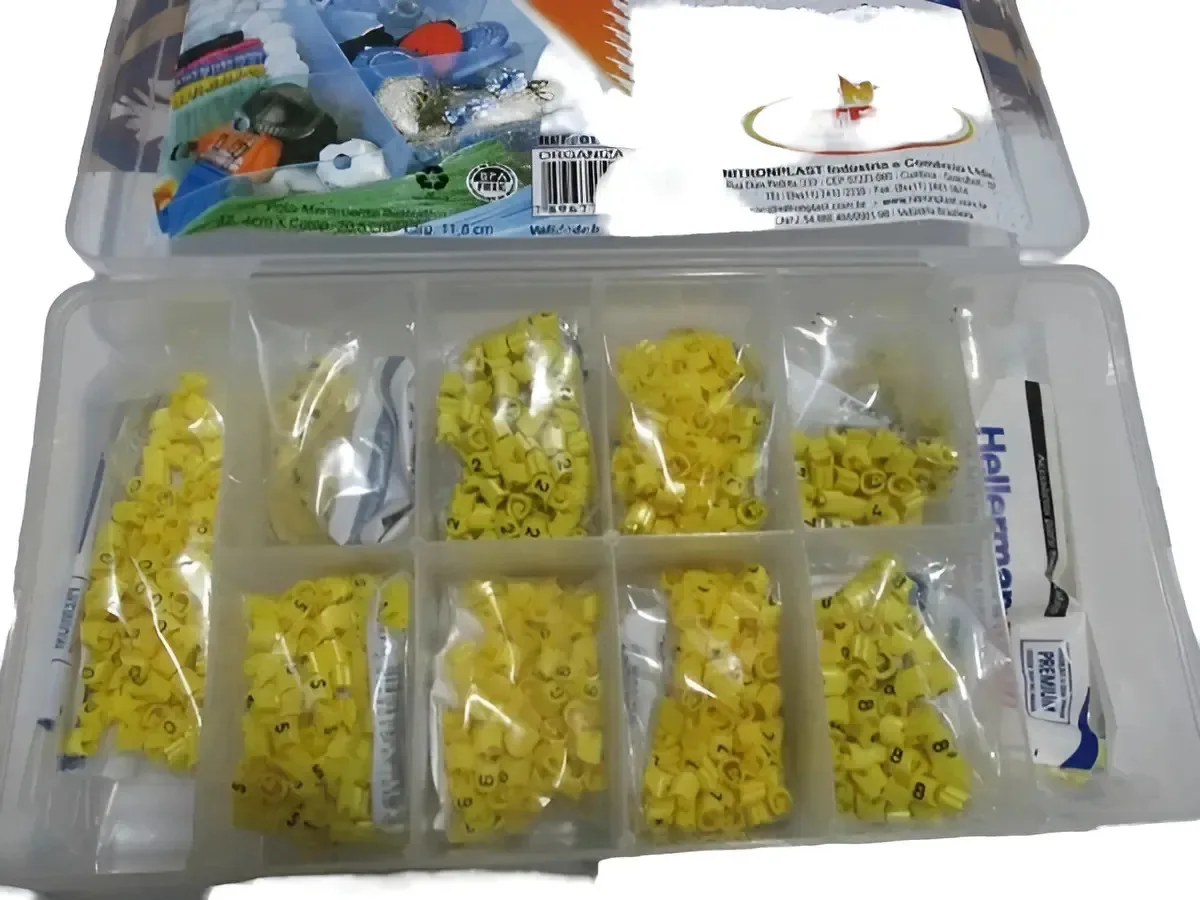 Kit De Anilhas Marcadores Hellermann Números 0 Á 9 Amarelo