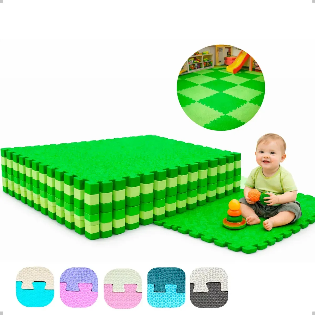 Kit 1 Tatame Tapete Eva 100x100x1cm 1x1 Metro 10mm Unitário Verde Bandeira