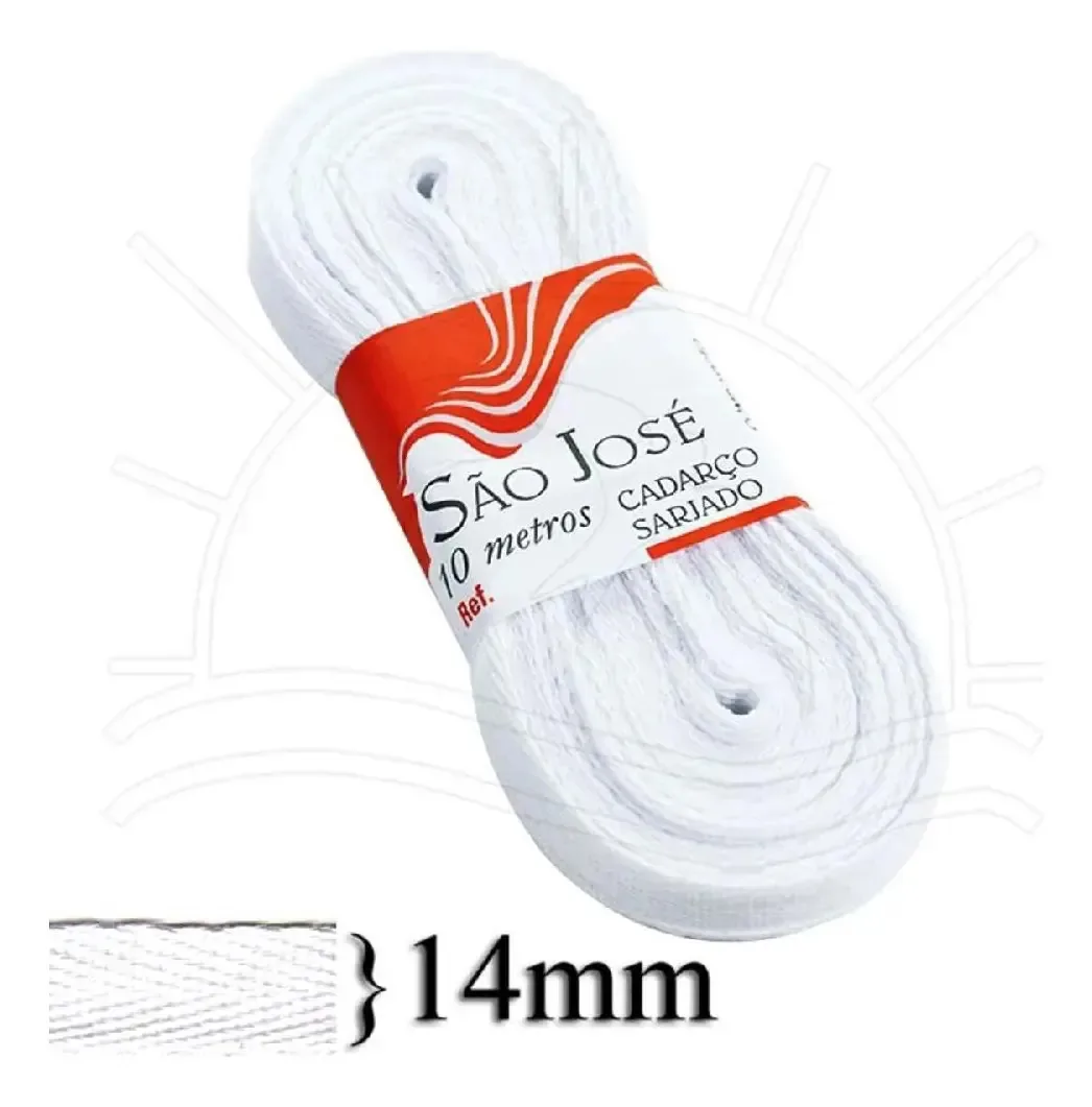 Cadarço Sarjado Branco (14mm) - 10m Branco