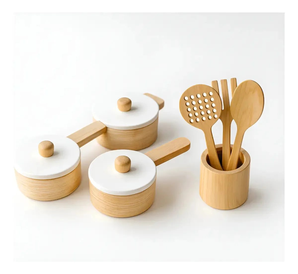 Kit Panelinhas Brinquedo Infantil Educativo Madeira Pinus Branco