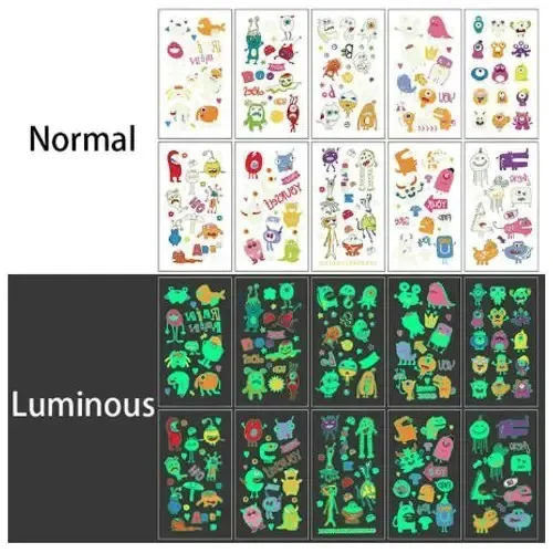 10pçs Luminosa Temporário Tatuagens Para Crianças