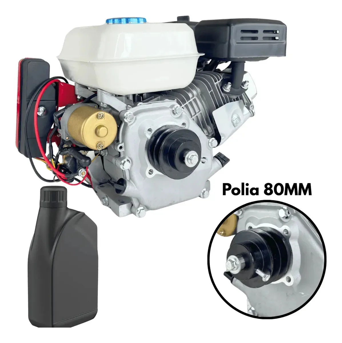 Kit Motor Estacionário Gasolina 7hp Partida Elétrica E Polia