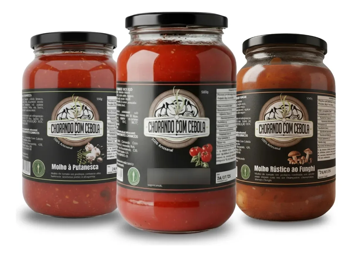 Kit 3 Molhos Tomate Rústico Putanesca E Funghi