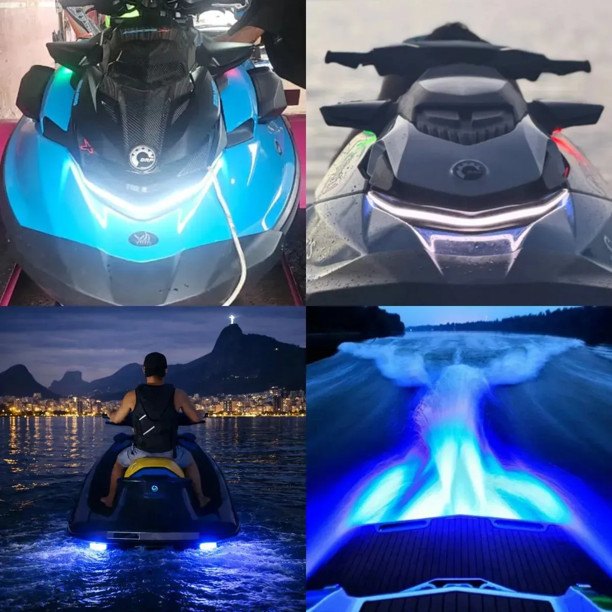 Iluminação Led Jet Ski Seadoo Sem Furo Yamaha Kawasaki Azul