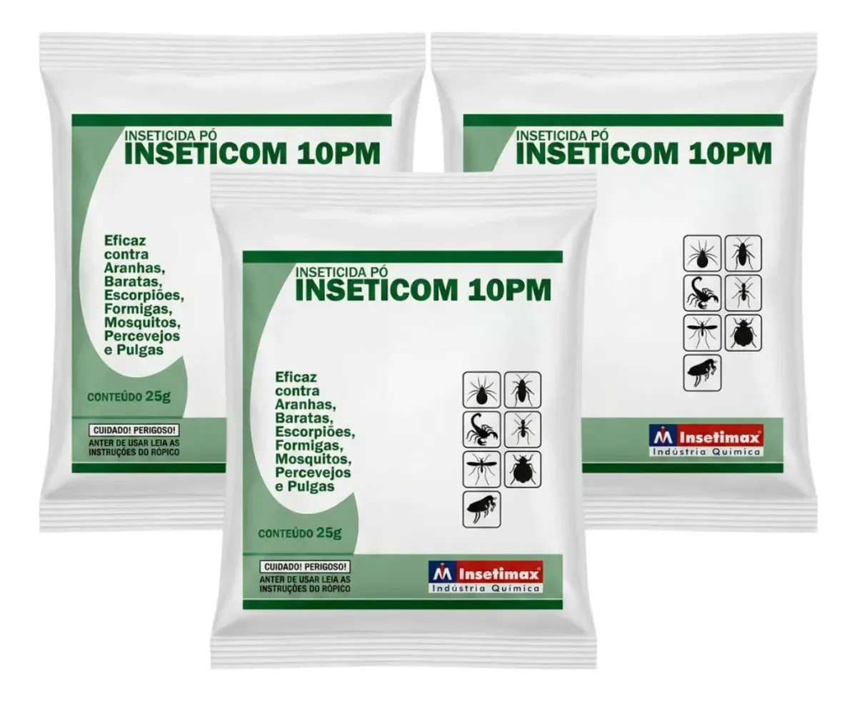 Pó Molhável Mosquitos Escorpião Barata Formiga 3x25g