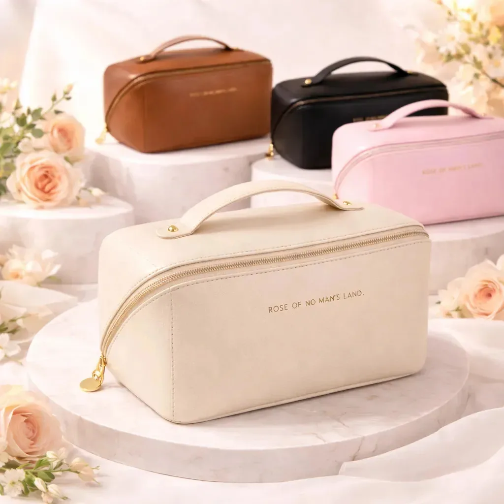 Estojo De Toalete Necessaire Bolsa Porta Maquiagem Higiene Organizador Viagem Trabalho Faculdade Academia Unissex Feminino Moda Blogueira Cor Bege Marca Tche Amo