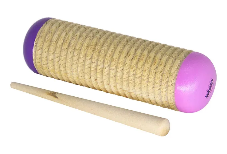 Chocalho Infantil Kidzzo Reco-reco Em Madeira Com Baqueta Natural Com Rosa E Roxo