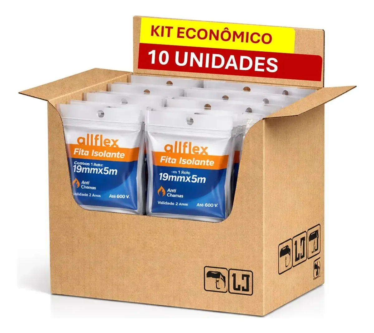 Kit 10 Fitas Isolantes Allflex 19mmx5m Preta