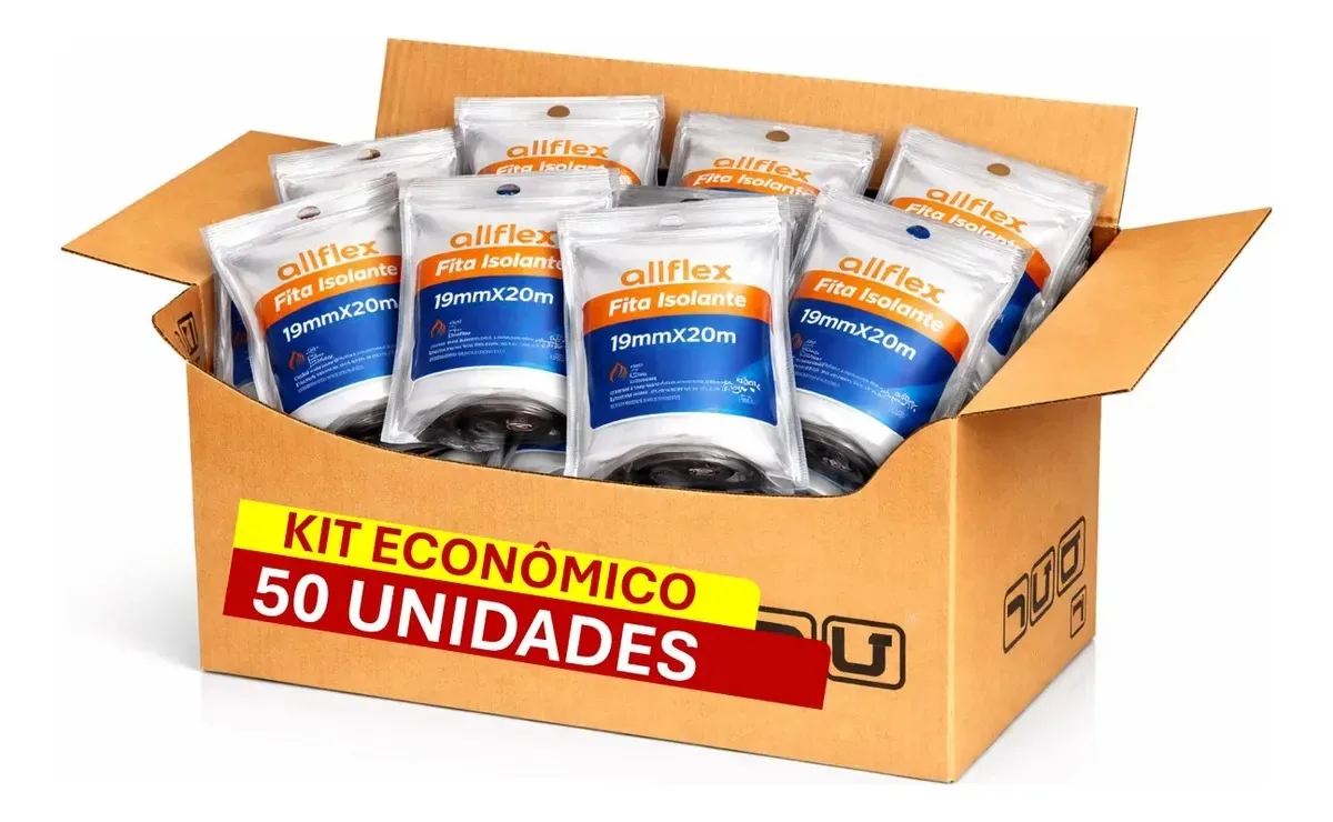 Kit 50 Fitas Isolantes Allflex 19mmx20m Preta