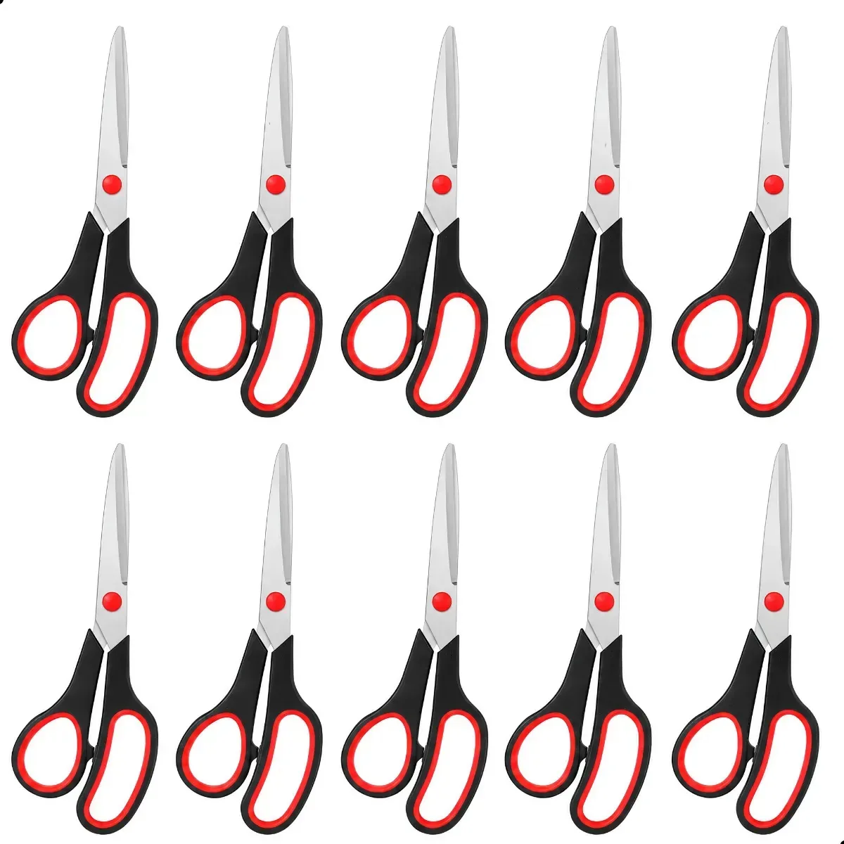 10x Tesouras Multiuso Electrolux 19cm Aço Metal Cabo Preto Escolar Escritório Costura Artesanato Papelaria Corte Afiada