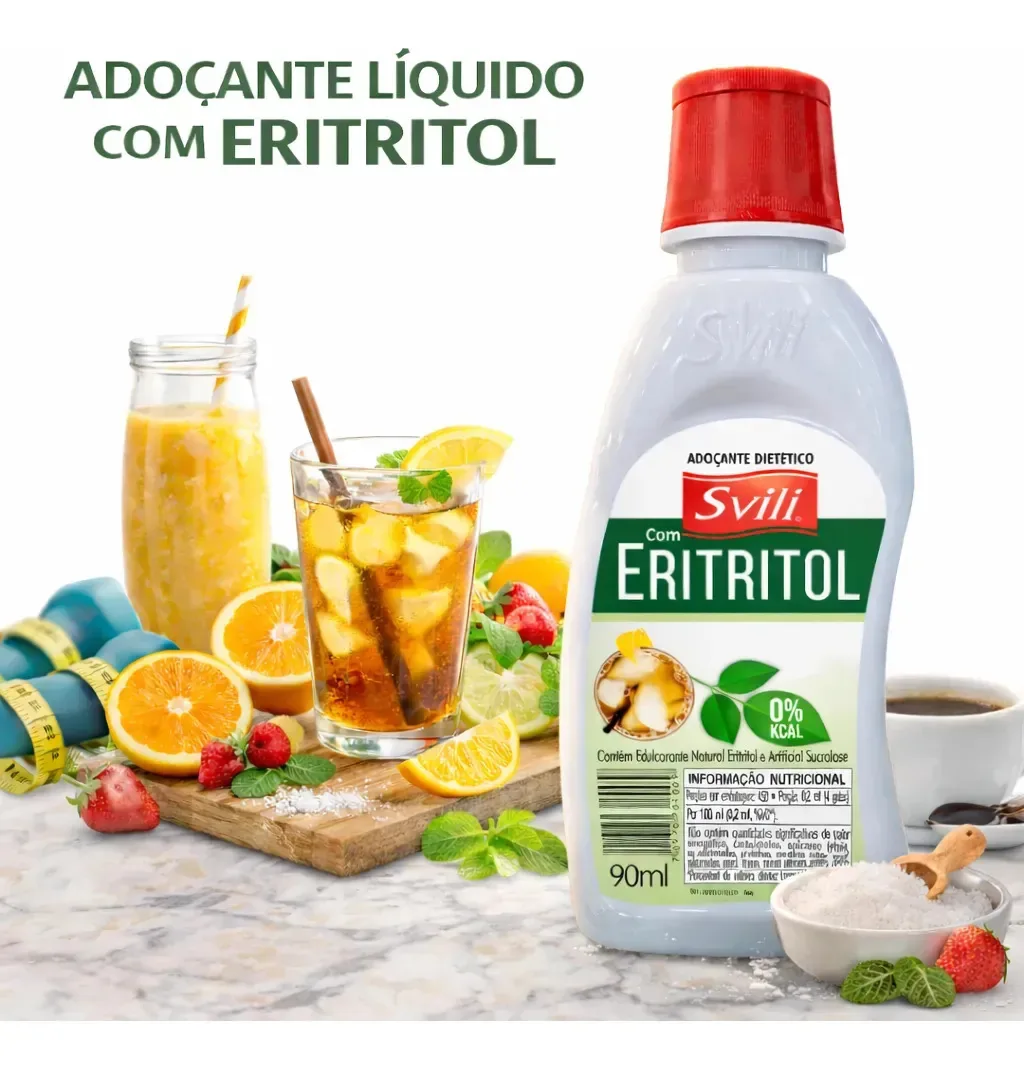 Adoçante Eritritol Líquido Zero Calorias Zero Açúcar 90ml