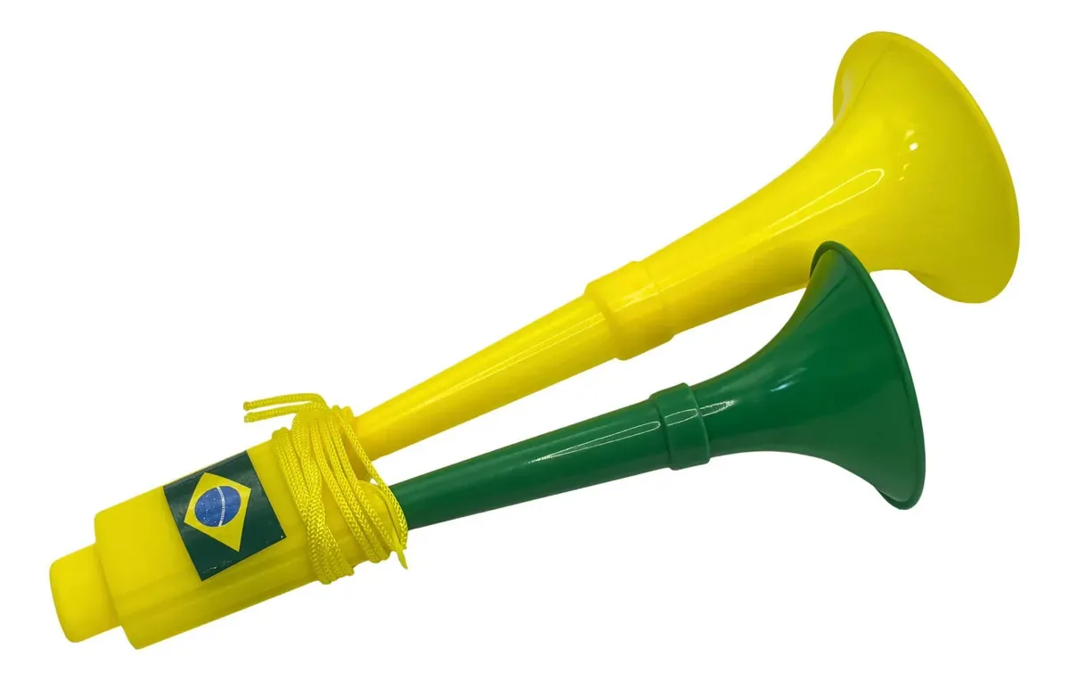 Corneta Brasil Buzina Dupla Cordão Copa Mundo 24cm