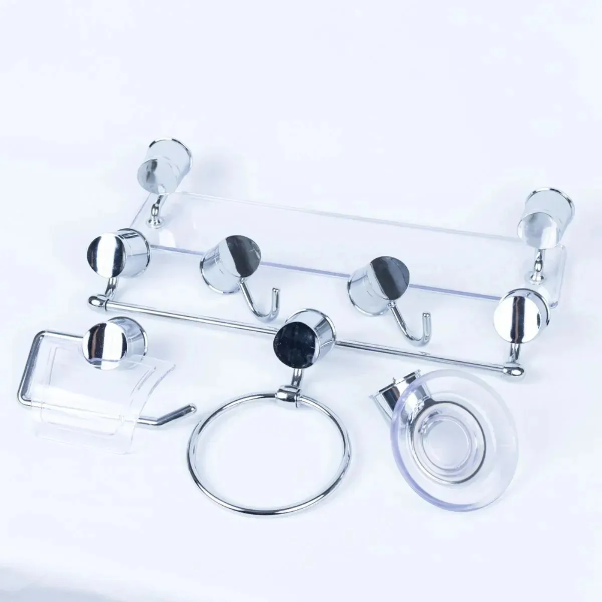 Kit De Banheiro Linha Delta 7 Peças Cromado Cristal