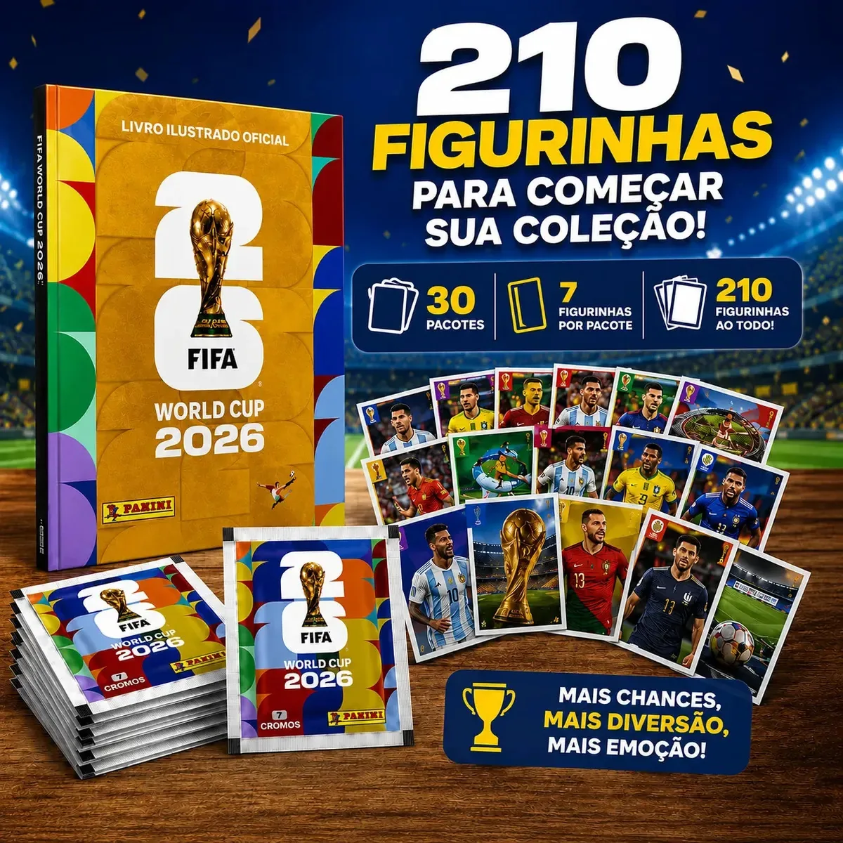 Kit Álbum Capa Dura Copa Do Mundo Fifa 2026 + 210 Figurinhas