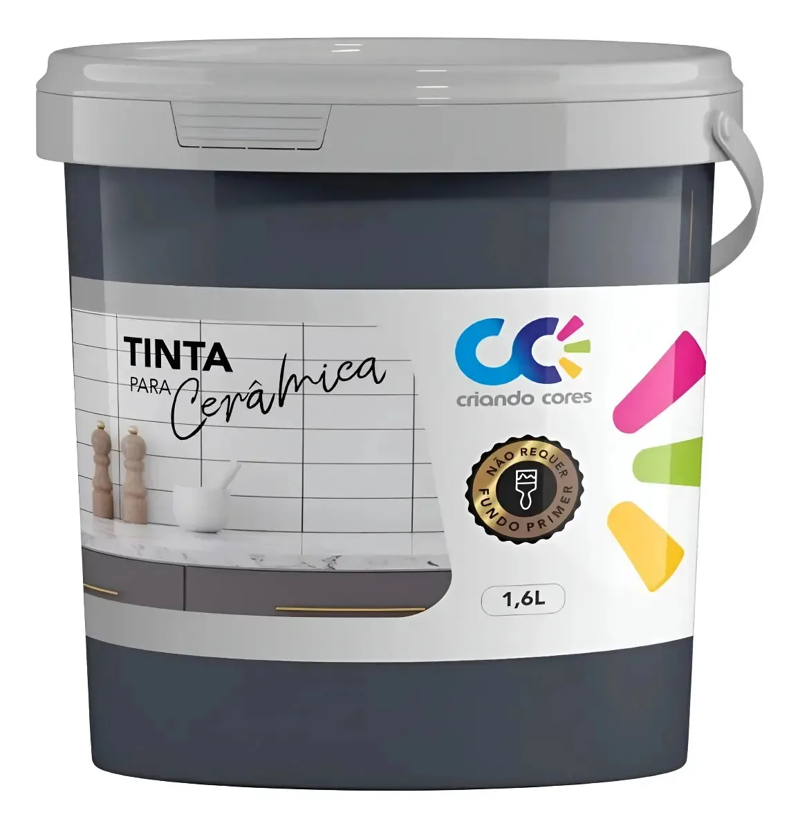 Tinta Para Cerâmica E Azulejos Acrílica Premium Base Água Cinza/cromo Fosco