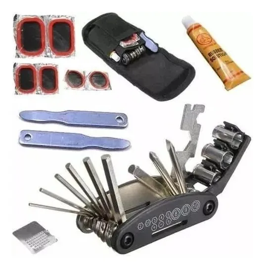Kit Socorro Bike Com Chaves E Remendos E Reparo S/ Inflador
