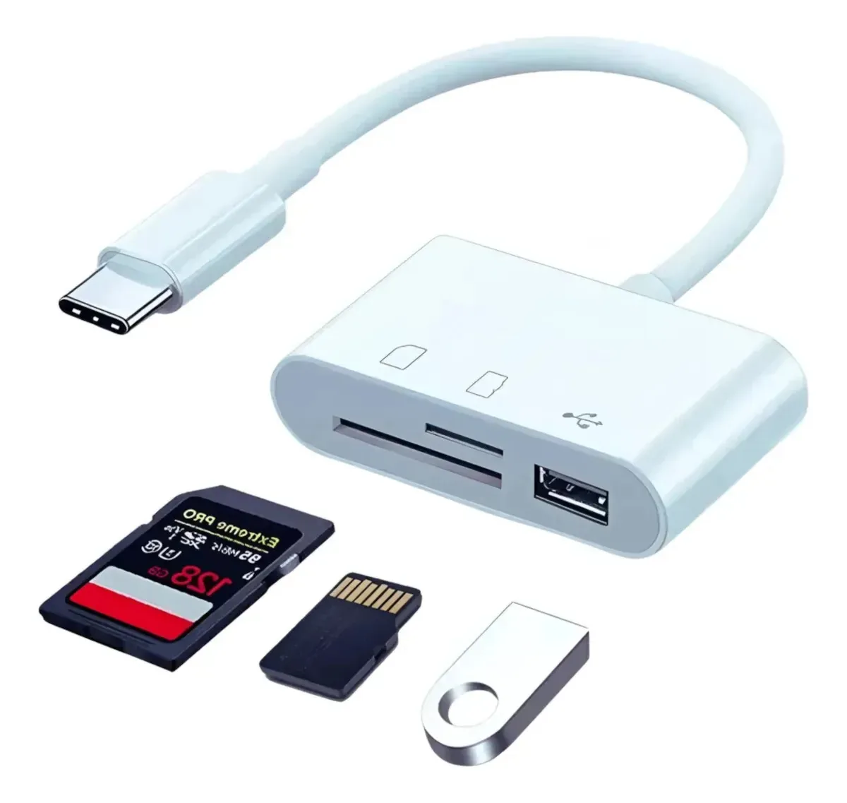 Leitor de Cartão Flysea 3 em 1 para iPhone, iPad, MacBook e Galaxy