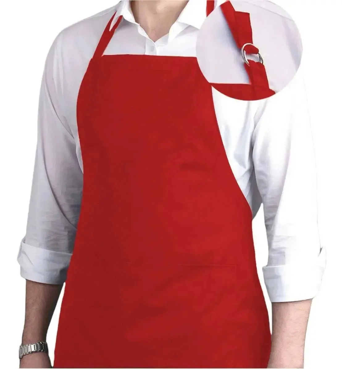 Kit 10 Aventais Oxford Uniforme Garçom Atacado Restaurante Cor Vermelho