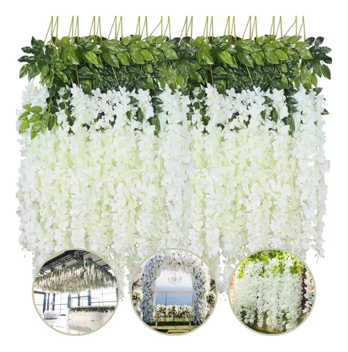 12 Pendentes Cerejeira Flor 36 Galhos Trepadeira Decoração Branco
