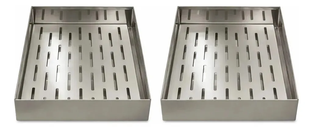 2 Bandejas Inox Para Escorrer Frituras Cinza